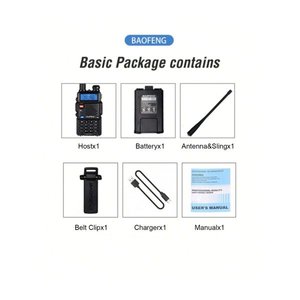 128 Channel Baofeng UV-5R Walkie-Talkie Water Resistant 5-10KM Range VHF UHF Frequency