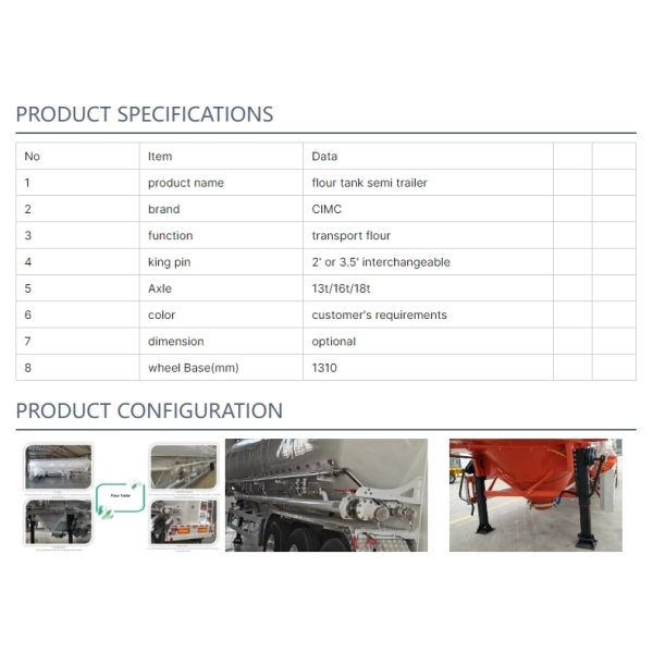 CIMC Latest Design Of Food Grade High-strength Flour Bulk Flour Tank Trailer
