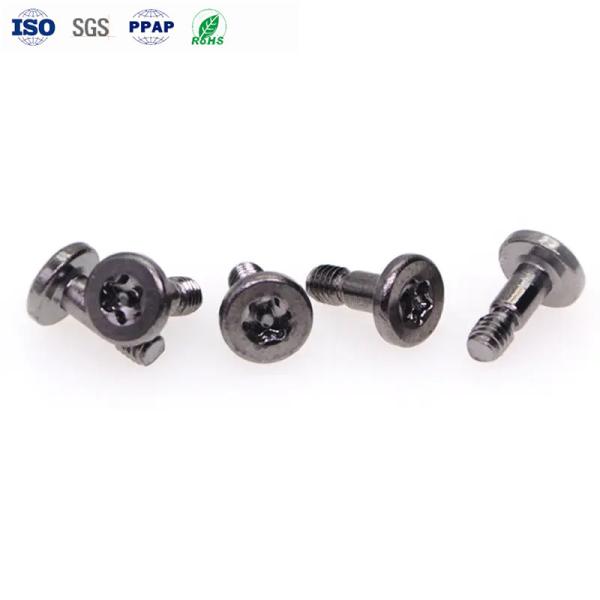 Custom Anti Theft Screws Carbon Steel Black Nickel Flat Head Screw With Post  Plum Groove