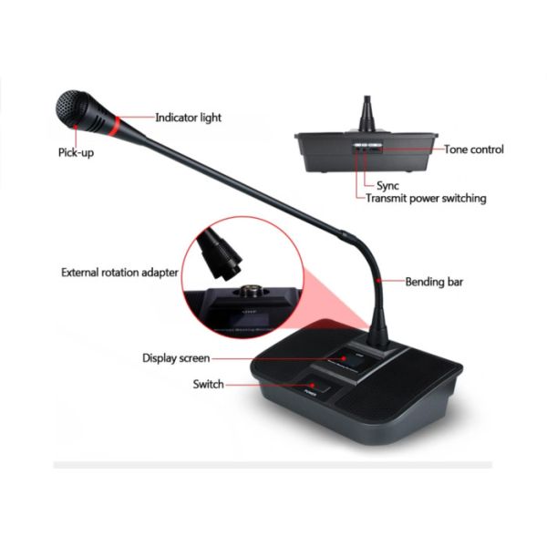 Gooseneck Design Conference System Microphone 12kg Weight With 8 Channels