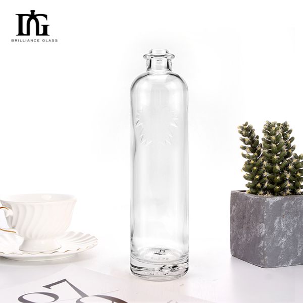 Acceptable Customer's Logo Tall Glass Liquor Bottle for Vodka Gin Tequila Brandy