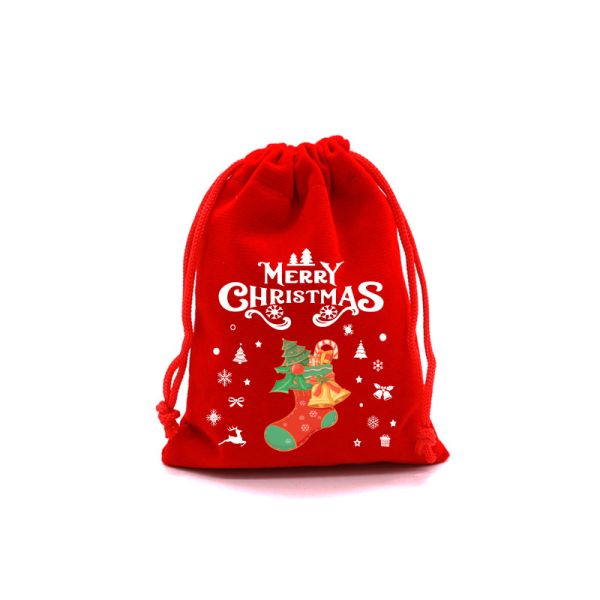 Custom Giant Xmas Bag Red Velvet Drawstring Christmas Santa Sack with Customized Logo