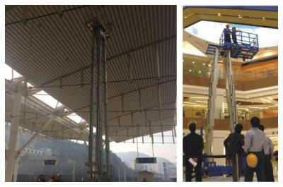 Aerial Work Hydraulic Lift Ladder Four Mast 16m Working Height For Maintenance Service