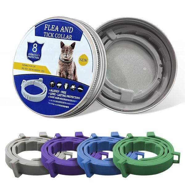 Solid Pattern Anti-Flea Tick Mosquito Durable Adjustable Silicone Pet Collar for Dogs Cats Stocked and Natural Formula