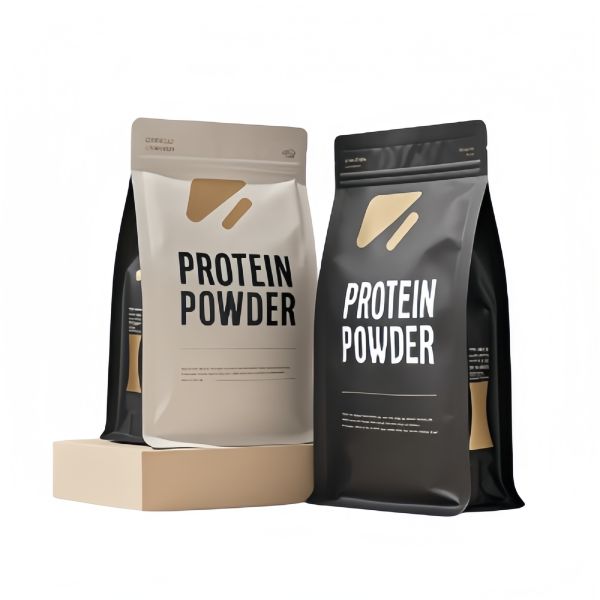 Flat Bottom Dairy Milk Packaging Professional Matt Protein Powder Stand Up Pouch