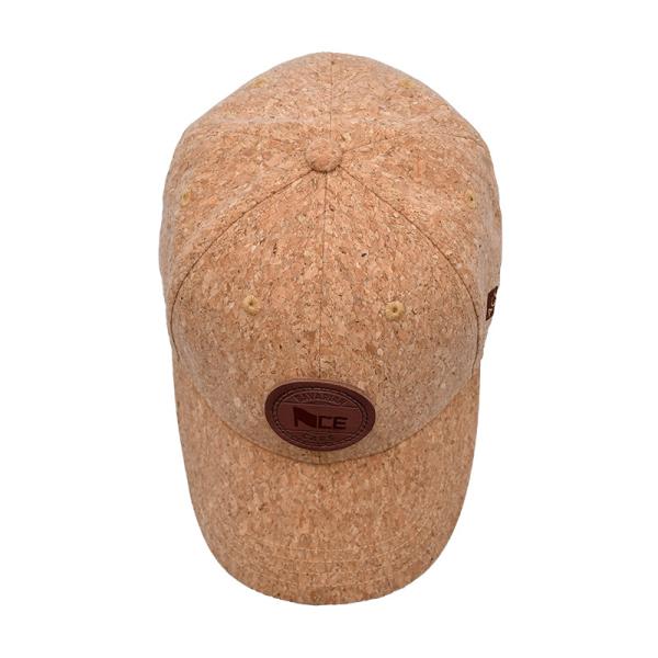 Chapéu de beisebol de couro de grãos de madeira curvo de seis painéis com alça ajustável