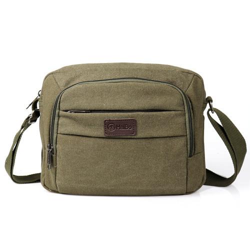Buckle Solid Vintage Canvas Messenger Bag Casual Portable Shoulder Bag