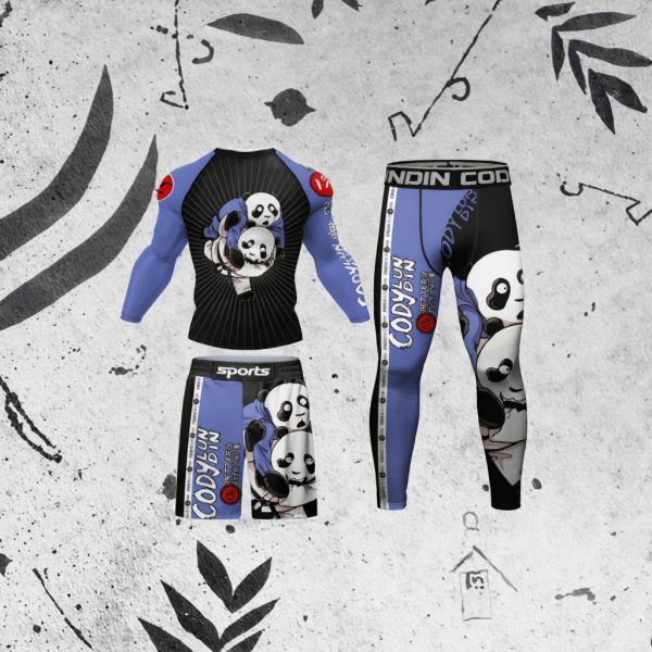 UPF50+ Anti Bacterial No Gi Clothes Quick Dry Compression Set For MMA And Jiu Jitsu