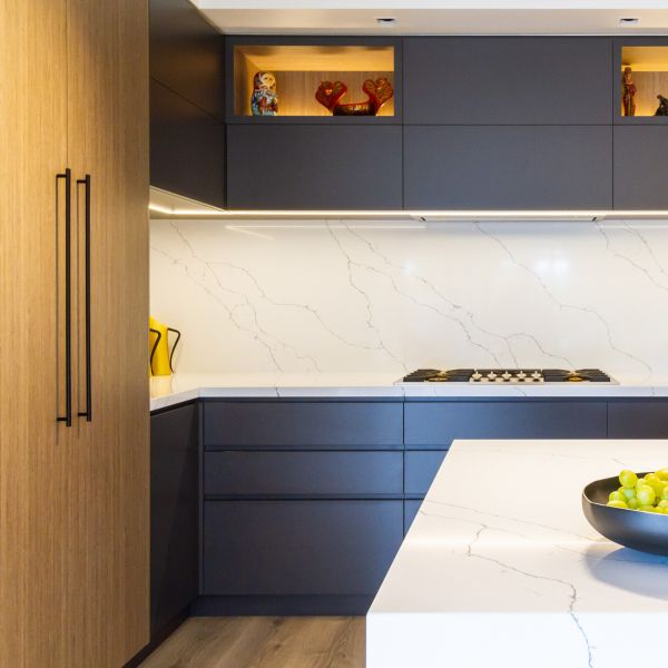 Wooden Grain Melamine Kitchen Cabinet  Modern Kitchen Island