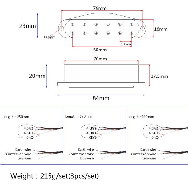 SSS Mini Guitar Pickup Set 9kΩ Resistance Single Coil Ceramic Guitar Pickup