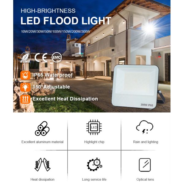 KCD Garden Aluminum 220v Square IP65 Waterproof RGB LED Flood Light with 5 Year Warranty for Outdoor Construction