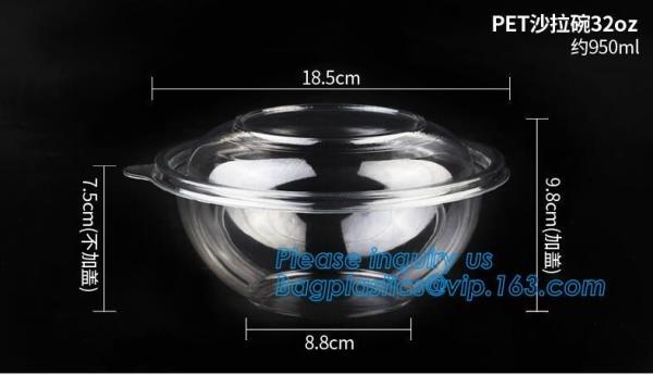 1250ml Clear Round Disposable Large PET Plastic Fruit Salad Bowl with Lid Packaging Cup,Disposable PET Plastic Salad Bow