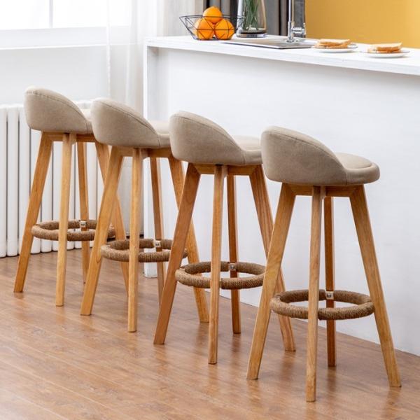 Commercial Furniture Modern High Bar Stool with Solid Wood Frame and Fabric Seat