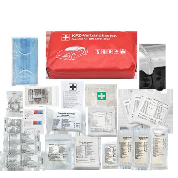 DIN13164-2022 Compliant Vehicle First Aid Kit with 3 Years Warranty and CE/ISO13485/MDR Certification
