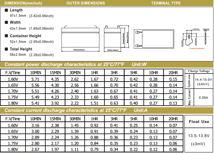 Задний AGM свинцовокислотной батареи 1.2ah 1.3ah хранения загерметизировал перезаряжаемые батарею