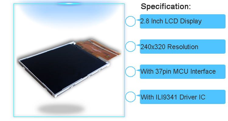 240x320 QVGA monochrome 2.8 Inch TFT Display Small LCD Screen 3.2V