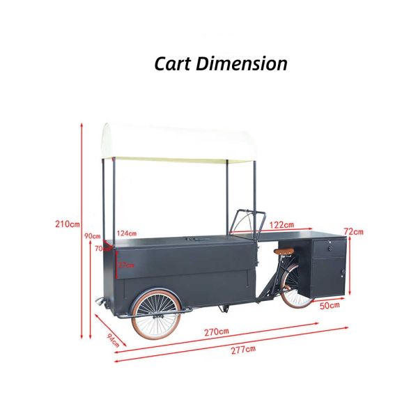 Electric Solar Panel Food Tricycle for Easy and Convenient Operation 277*210*70cm