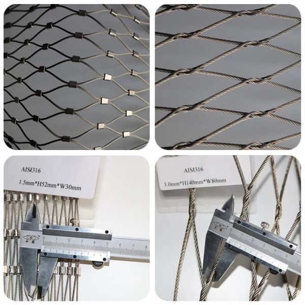 304 Stainless Steel Wire Flexible Cable Rope X-Type Infill Rope Mesh Balustrade Protective Net for Handrail