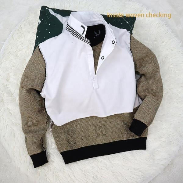 baby sweater Solid color with woven collar popular boys' and girls' tops Knitted long sleeve children's sweater