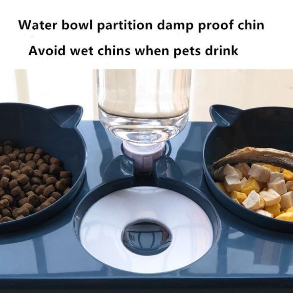 Pet Double Bowl Anti-Wet Mouth Neck Guard Dog Food Bowl Multi-Purpose Automatic Drinking Bowl