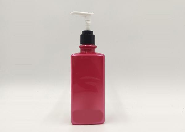Red 500ml Square Bottle PET Packaging For Shampoo Shower Gel Products