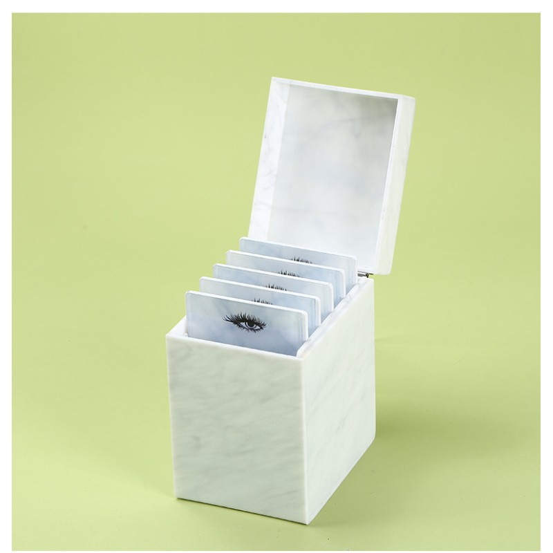 Factory Wholesale Acrylic Marble Eyelash Storage Box Grafting Dust-proof Flip-type Display Cosmetic Storage Box