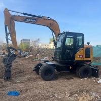 New Arrival Used SANY SY75W Wheel Type 7 Ton Secondhand Hydraulic Mini Wheel Excavator