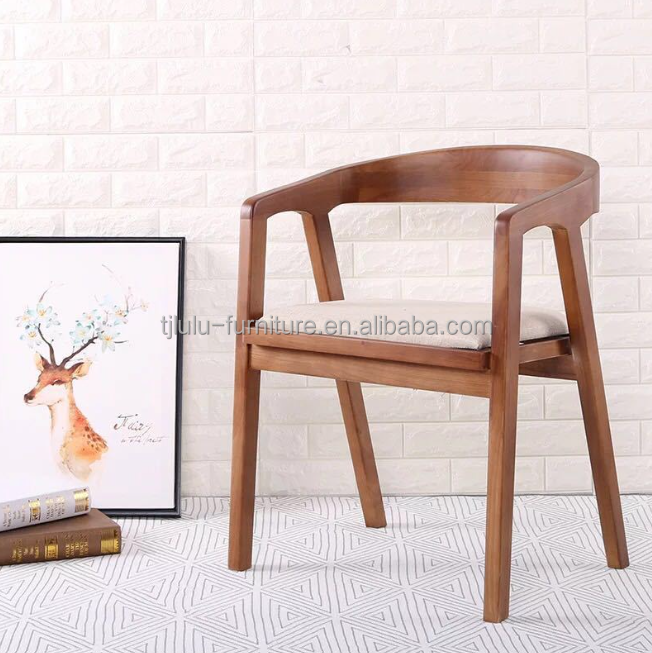 Silla de madera natural/de nuez moderna, sencilla para el hogar, comedor, bar, silla de cuero de PU para la venta