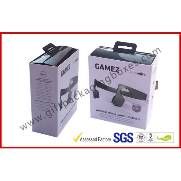 Hard cover printing plastic earphone hook gift boxes , Customized electronic product gift box