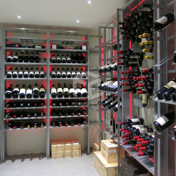 Luxury Metal Champagne Wine Display Cabinet 2000mm High OEM Acceptable