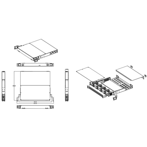 19″ 1U 144 Fibers MPO To LC Loaded Patch Panels For Cabling Constructions