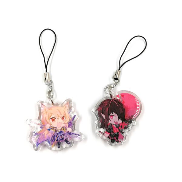 Custom Translucent Acrylic Anime Double Sided Different Printing Charms,Shaped Acrylic KeychainWith Phone Strap