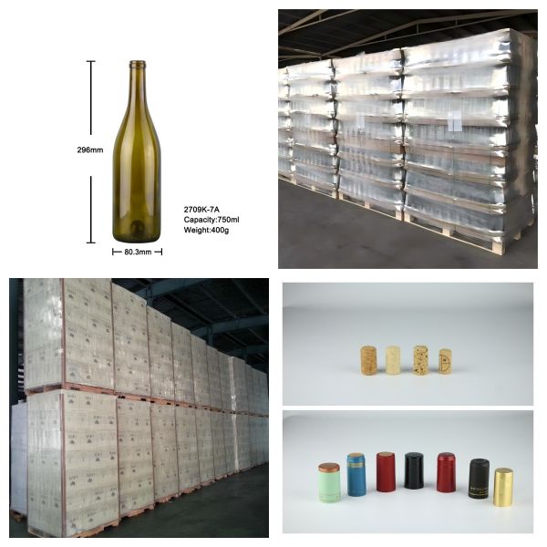 Burgundy Style Wine Bottles With Cork Top 750ml For Pinot Noir & Spirits 400G 2709K-7A