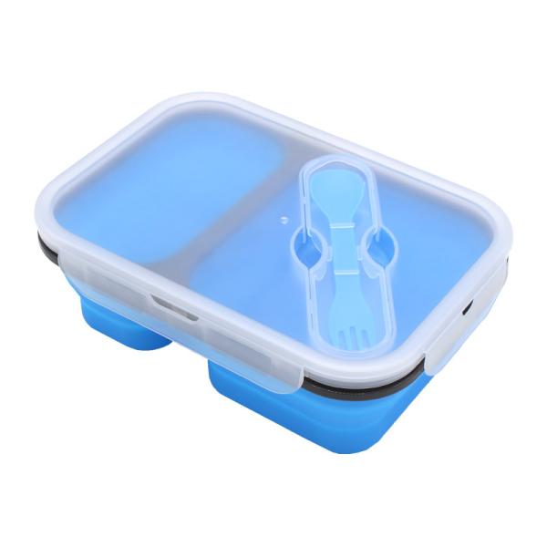 Silicone dobrável Bento Food Container Microwavable With 2 compartimentos