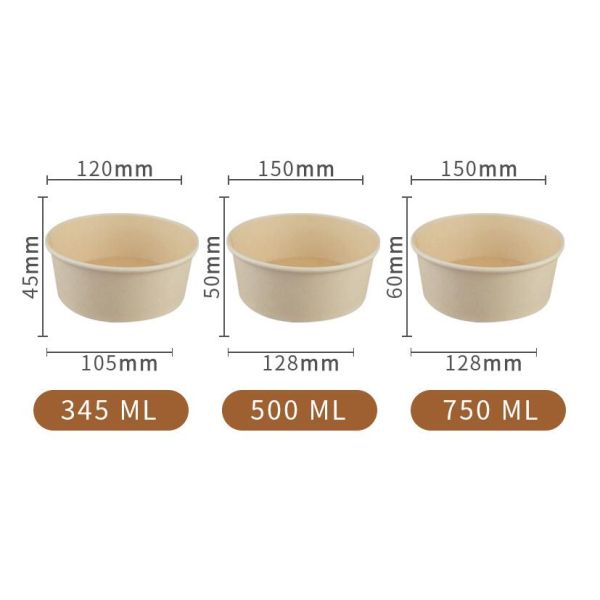 1100ml 165*144*65cm Brown Kraft Paper Disposable Lunch Box For Salad Food Container