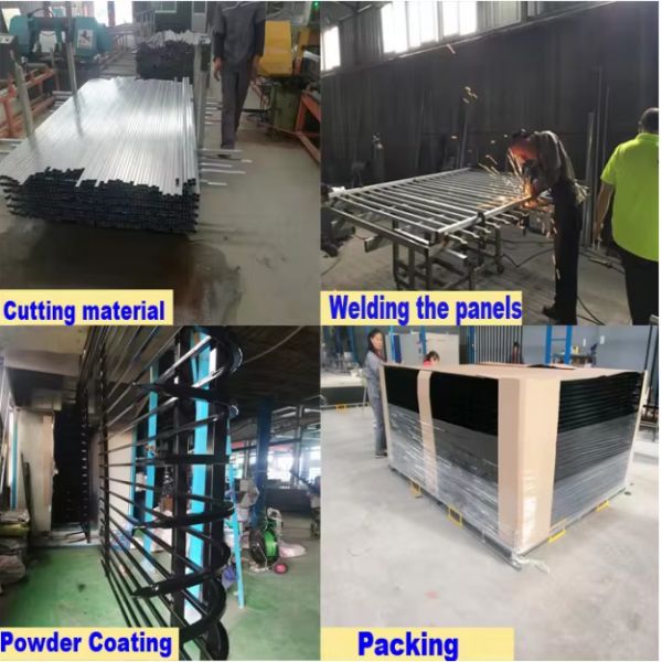 1.8x3M Опорные железные ограждения черные трубчатые металлические ограждения