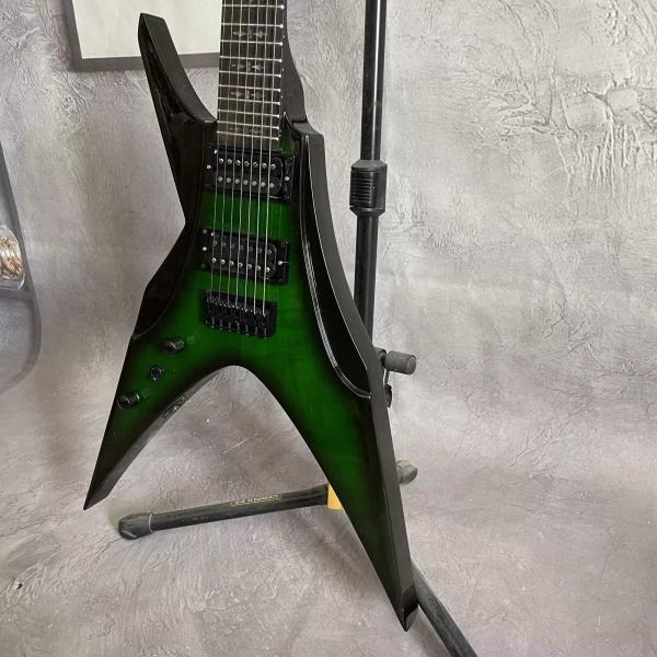 Custom 7 Strings Bird of Prey Neck Inlay Special Body Green Burst Flamed Maple Top Electric Guitar