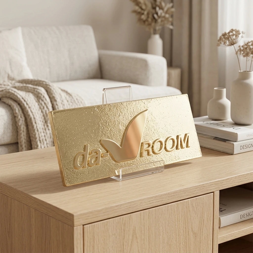Custom Electroplated Gold Embossed Zinc‑Alloy Metal Nameplate