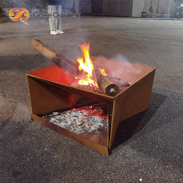 Jardim de Gnee fogo de aço retangular Pit Simple For Camping Party de 20 polegadas