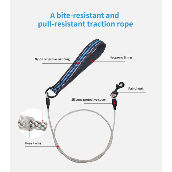 Comfortable Soft Padded 4FT Pet Leash Metal Anti Chew Leash Strong Anti Bite