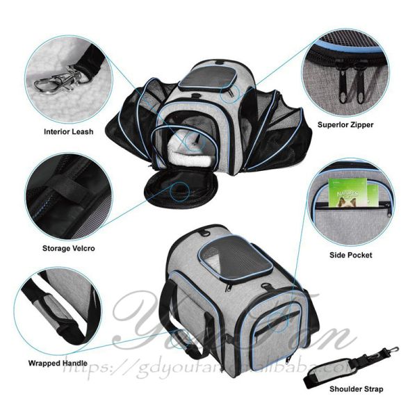 Fashionable Pet Carrier Bag , Zipper Closure Type Cat Travel Bag