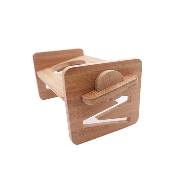 Proteger a coluna cervical fácil de limpar alimentador de cerâmica para animais de estimação com suporte de bambu ajustável
