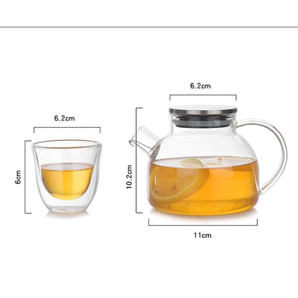 Electric Stove Safe Transparent Glass Tea Set With Stainless Steel Airtight Lid
