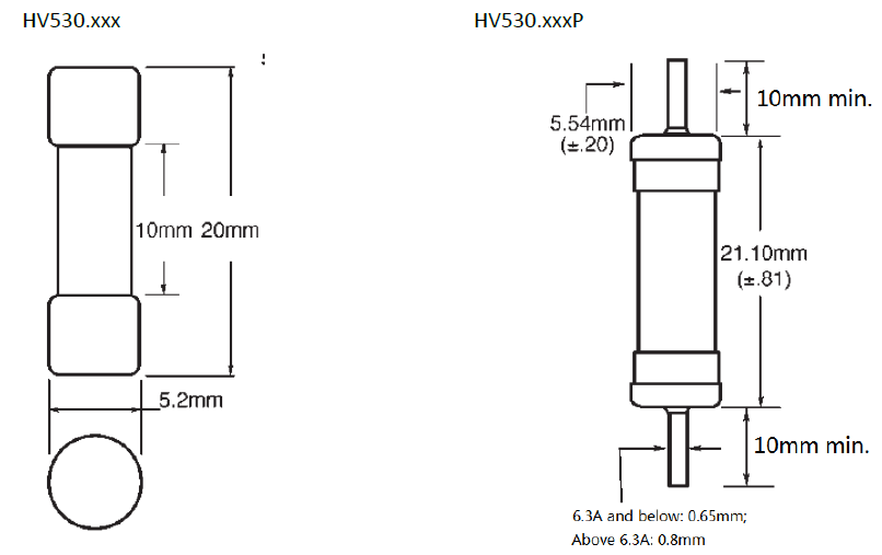 Proteção de circuito cerâmica de alta tensão do fusível do volt 200ma 5x20mm do fusível 500 da porcelana