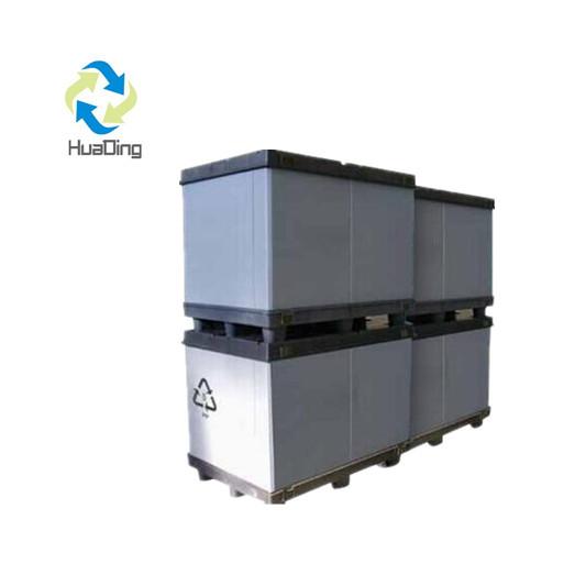 auto pack plastic hopper transport storage pallet box packaging automotive gaylord box with hinged lids