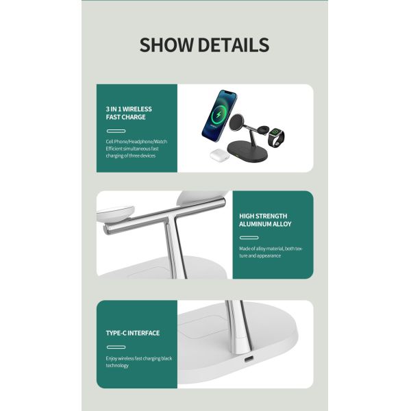 Multifunctional Quick Charge Wireless Charger , Magsafing 15 Watt Wireless Charger