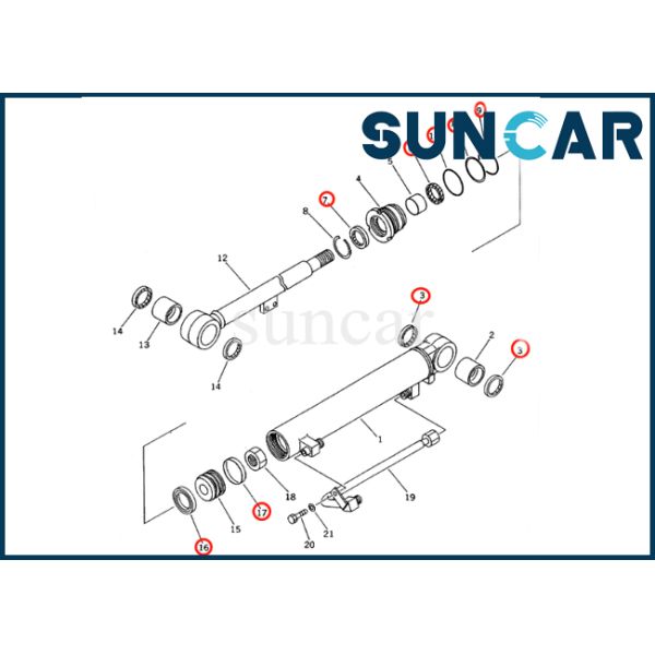 Komatsu Wheel Loader Seal Kits 707-98-14640 Dump Cylinder Repair Seal Kit For WA40-3