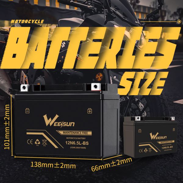 12v 6.5ah Lead Acid Motorcycle Battery 6mf6.5l MF 12N6.5-BS 12n6.5 3b Battery