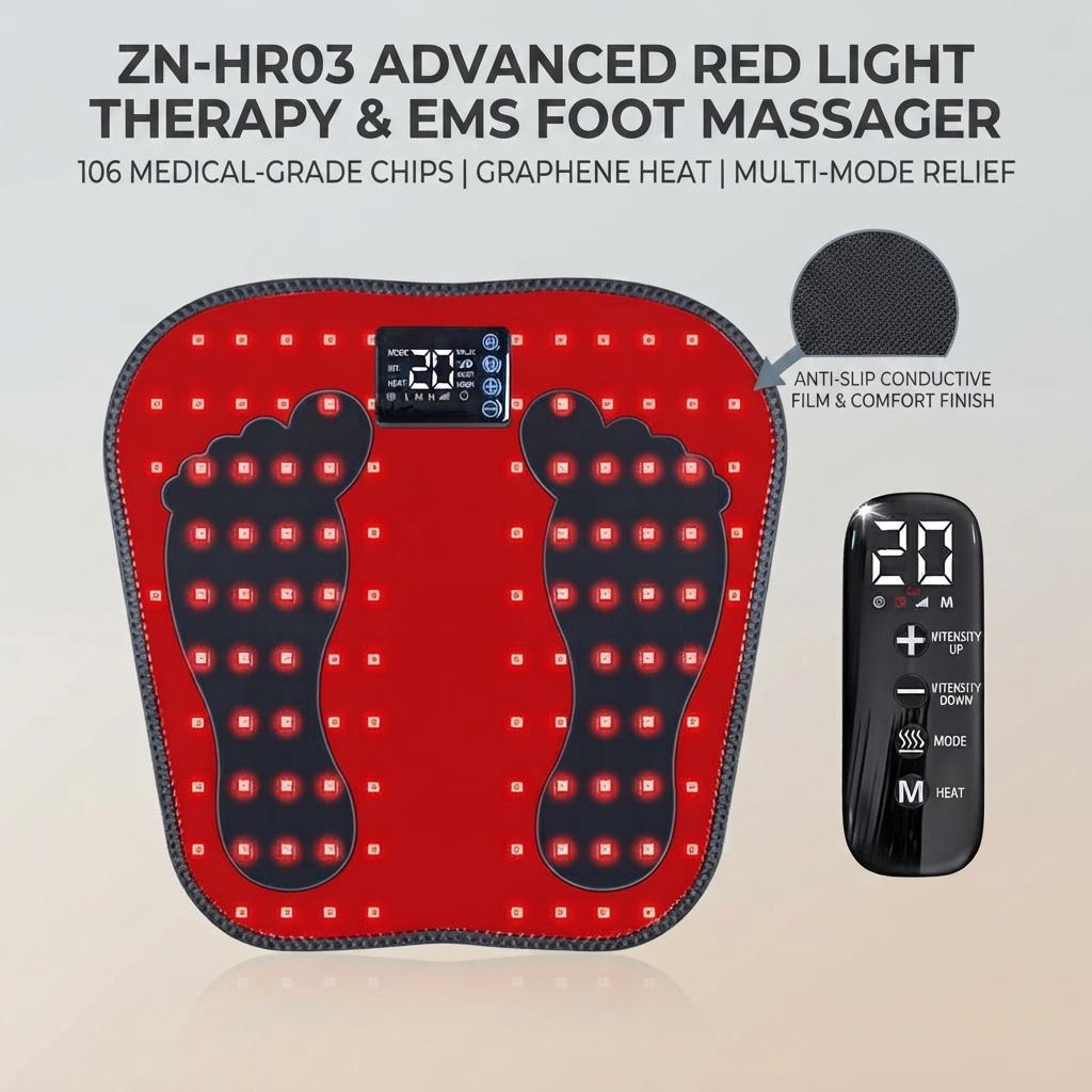 ZN-HR03 Advanced Red Light Therapy EMS & TENS Foot Massager Mat with Graphene Heating