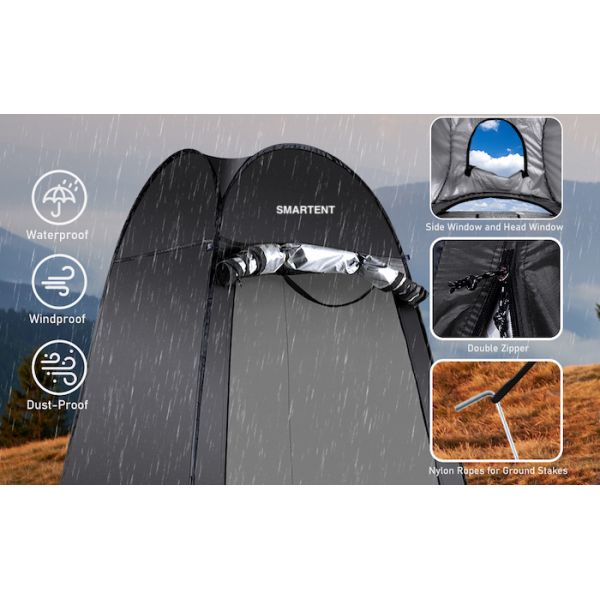 47.2*47.2*74.8 дюймов Чёрный серебристый полиэстер Поп-Ап палатка конфиденциальности с ультрафиолетовой защитой для кемпинга пляжные мероприятия